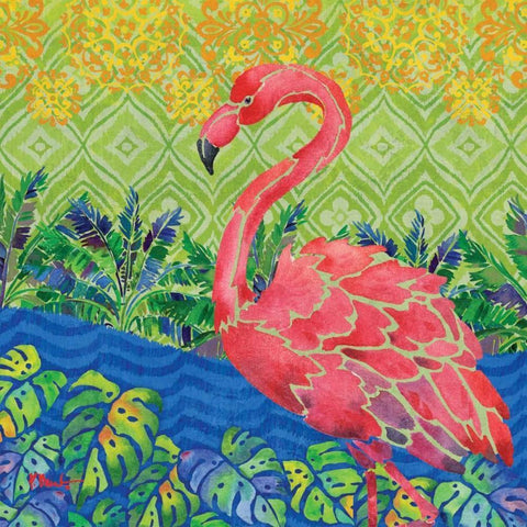 Flamingo Lagoon II Gold Ornate Wood Framed Art Print with Double Matting by Brent, Paul