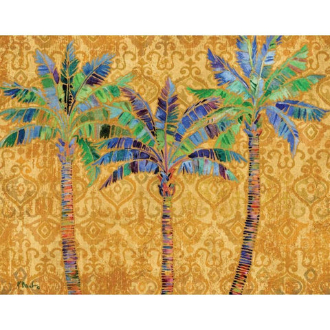 Paradise Palms Gold Black Modern Wood Framed Art Print with Double Matting by Brent, Paul