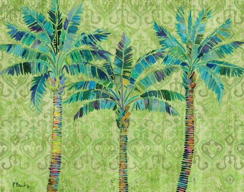 Paradise Palms Green Black Ornate Wood Framed Art Print with Double Matting by Brent, Paul