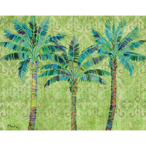 Paradise Palms Green Black Modern Wood Framed Art Print with Double Matting by Brent, Paul