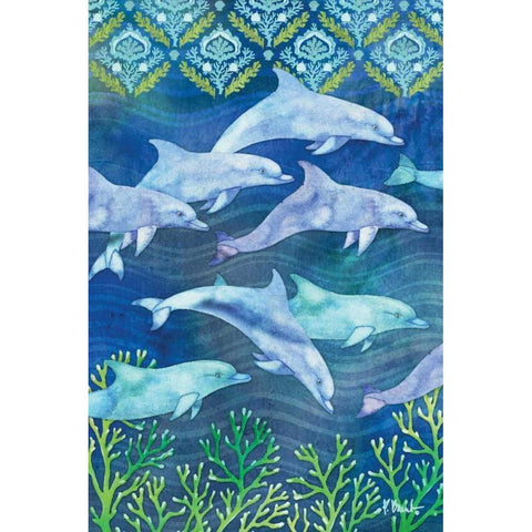 Dolphin Escape II White Modern Wood Framed Art Print by Brent, Paul