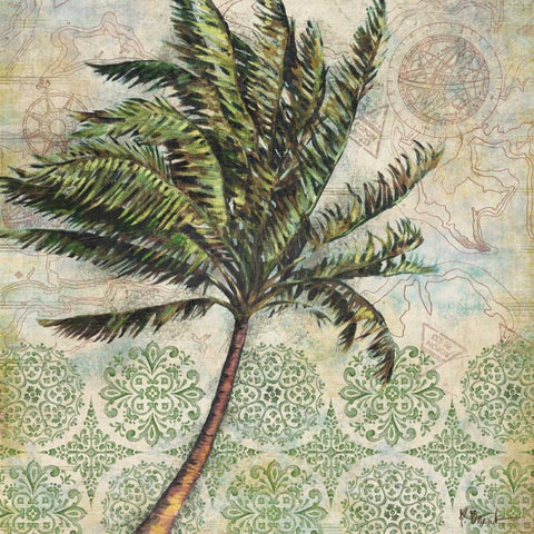 Delray Palm I Black Ornate Wood Framed Art Print with Double Matting by Brent, Paul