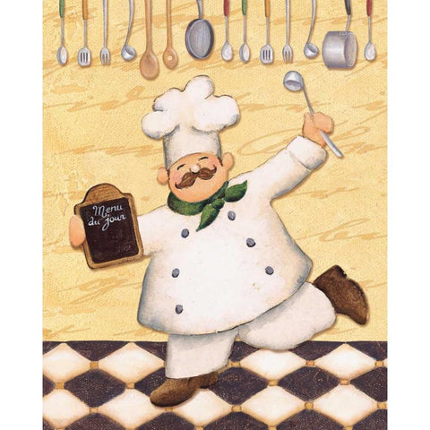 Le Chef et le Menu Black Modern Wood Framed Art Print with Double Matting by Brissonnet, Daphne