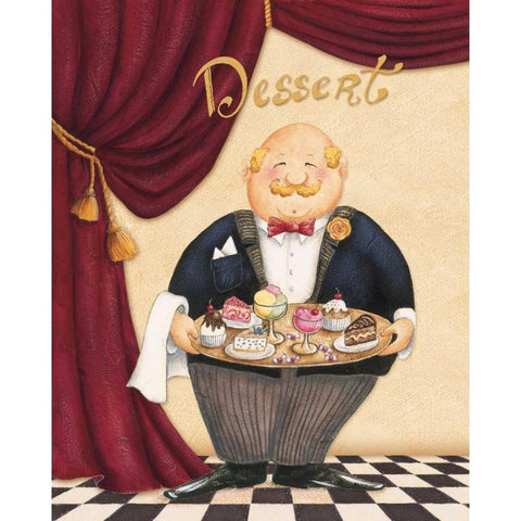 The Waiter - Dessert White Modern Wood Framed Art Print by Brissonnet, Daphne