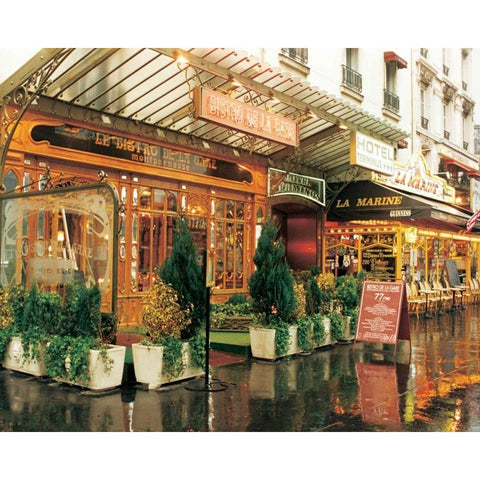Bistro de la Gare Gold Ornate Wood Framed Art Print with Double Matting by Cieslikowski, Zeny