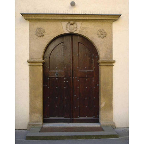 Prague Door II Black Modern Wood Framed Art Print with Double Matting by Christensen, Jim