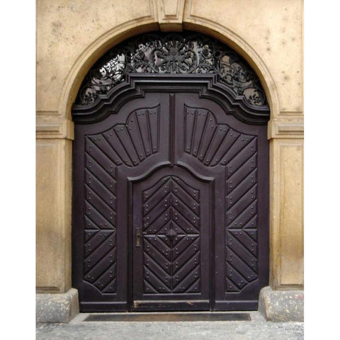 Prague Door III Black Modern Wood Framed Art Print with Double Matting by Christensen, Jim