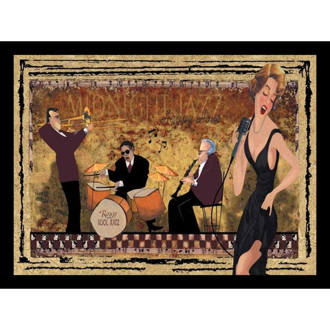 Jam Session II Gold Ornate Wood Framed Art Print with Double Matting by CW Designs Inc.