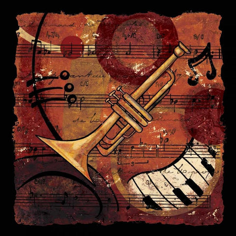 Jazz Music II Gold Ornate Wood Framed Art Print with Double Matting by CW Designs Inc.