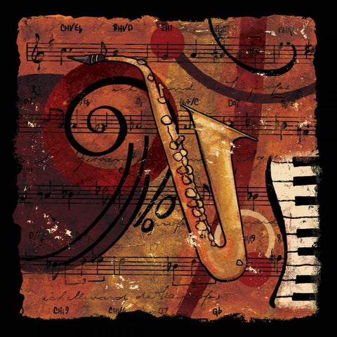 Jazz Music IV Black Modern Wood Framed Art Print with Double Matting by CW Designs Inc.