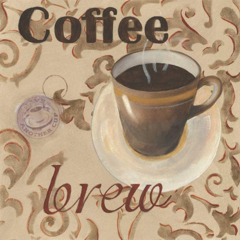 Coffee Brew Black Ornate Wood Framed Art Print with Double Matting by Davis, Paige