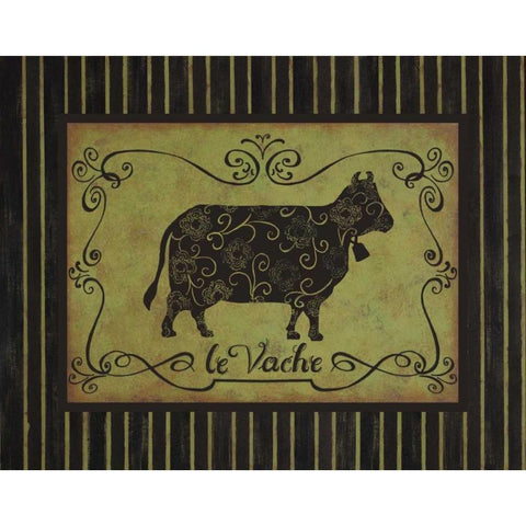 la Vache Gold Ornate Wood Framed Art Print with Double Matting by Devereux, Sophie