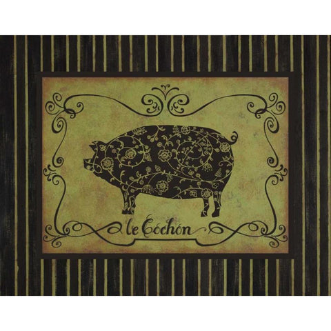 le Cochon Black Modern Wood Framed Art Print by Devereux, Sophie