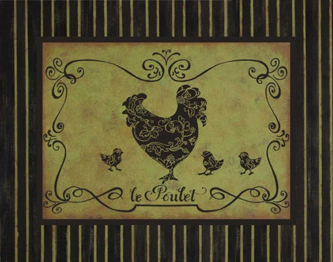 le Poulet Black Ornate Wood Framed Art Print with Double Matting by Devereux, Sophie