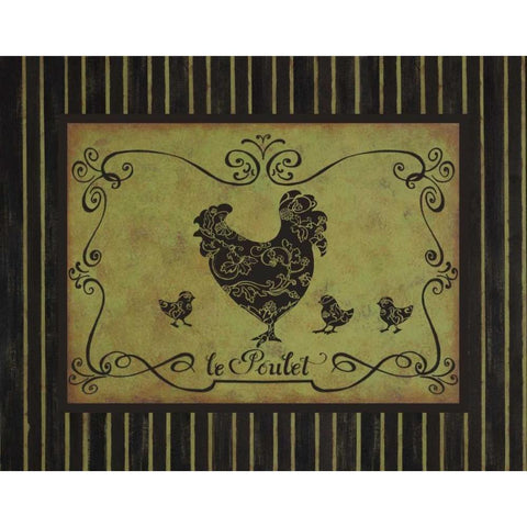 le Poulet Black Modern Wood Framed Art Print by Devereux, Sophie