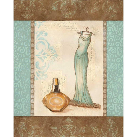 Aqua Fashion II White Modern Wood Framed Art Print by Devereux, Sophie