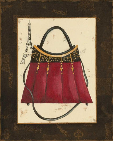 Fashion Purse I Black Ornate Wood Framed Art Print with Double Matting by Devereux, Sophie