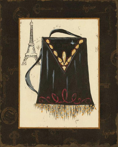 Fashion Purse II Black Ornate Wood Framed Art Print with Double Matting by Devereux, Sophie