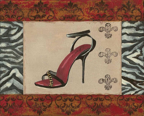 Fashion Shoe II Black Ornate Wood Framed Art Print with Double Matting by Devereux, Sophie