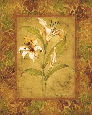 Garden Lilies I White Modern Wood Framed Art Print with Double Matting by Engman, Allyn