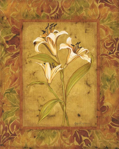 Garden Lilies II Black Ornate Wood Framed Art Print with Double Matting by Engman, Allyn