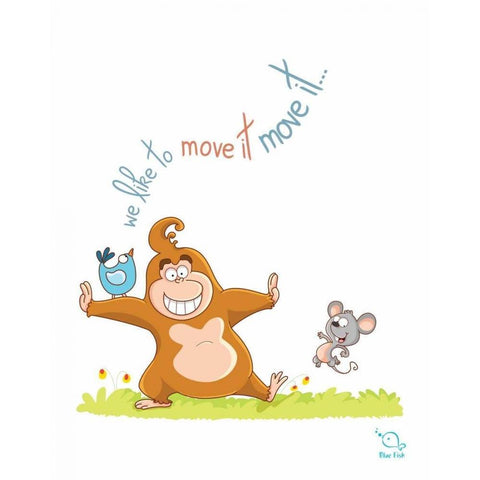 We Like to Move It White Modern Wood Framed Art Print by Blue Fish