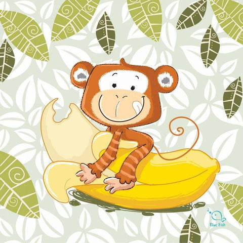 A Banana Ride Gold Ornate Wood Framed Art Print with Double Matting by Blue Fish