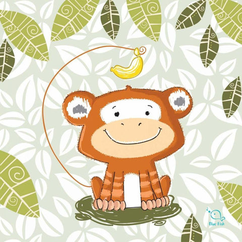 A Banana Tale White Modern Wood Framed Art Print by Blue Fish