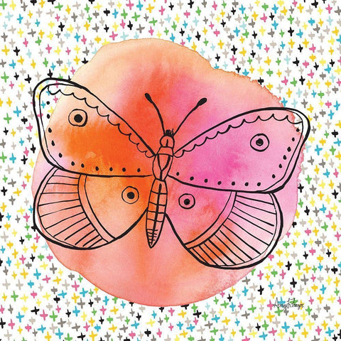 Butterflies Pink  Black Modern Wood Framed Art Print by Frazer, Amy