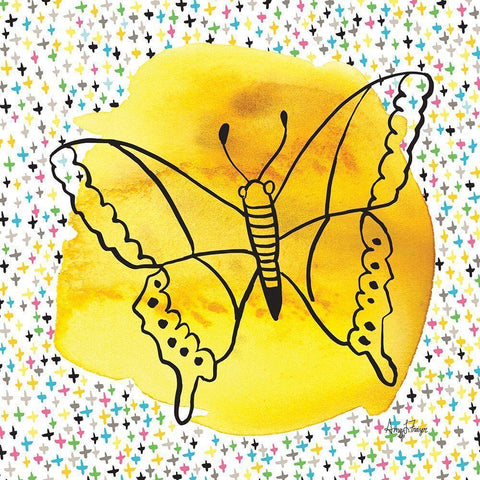 Butterflies Yellow Black Modern Wood Framed Art Print with Double Matting by Frazer, Amy