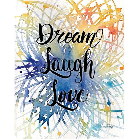 Dream Laugh Love Gold Ornate Wood Framed Art Print with Double Matting by Frazer, Amy