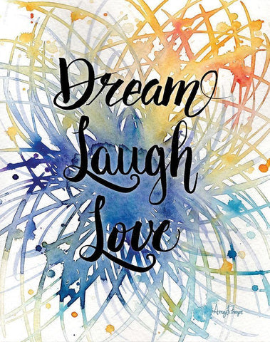 Dream Laugh Love White Modern Wood Framed Art Print with Double Matting by Frazer, Amy