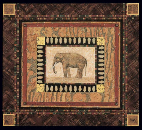 Elephant Black Ornate Wood Framed Art Print with Double Matting by Gladding, Pamela