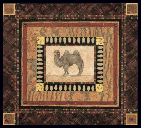 Camel Black Ornate Wood Framed Art Print with Double Matting by Gladding, Pamela