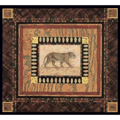 Tiger Black Modern Wood Framed Art Print with Double Matting by Gladding, Pamela