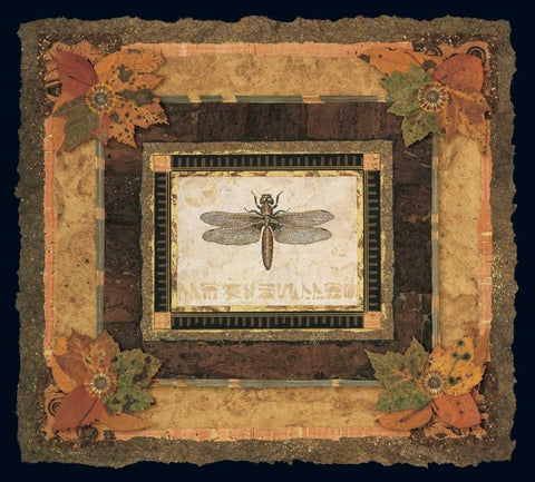 Dragonfly I Black Ornate Wood Framed Art Print with Double Matting by Gladding, Pamela