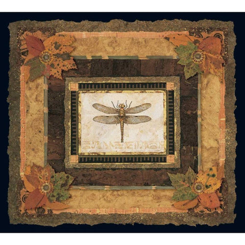 Dragonfly II Gold Ornate Wood Framed Art Print with Double Matting by Gladding, Pamela