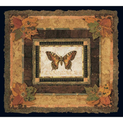 Butterfly II Gold Ornate Wood Framed Art Print with Double Matting by Gladding, Pamela