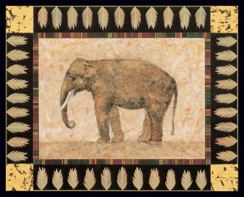 Elephant White Modern Wood Framed Art Print with Double Matting by Gladding, Pamela