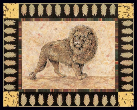 Lion White Modern Wood Framed Art Print with Double Matting by Gladding, Pamela