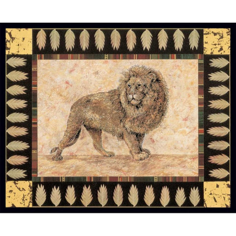 Lion Gold Ornate Wood Framed Art Print with Double Matting by Gladding, Pamela