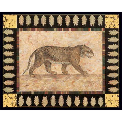 Tiger Black Modern Wood Framed Art Print with Double Matting by Gladding, Pamela