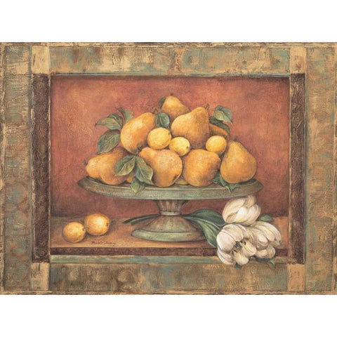 Florentine Pear Black Modern Wood Framed Art Print with Double Matting by Gladding, Pamela