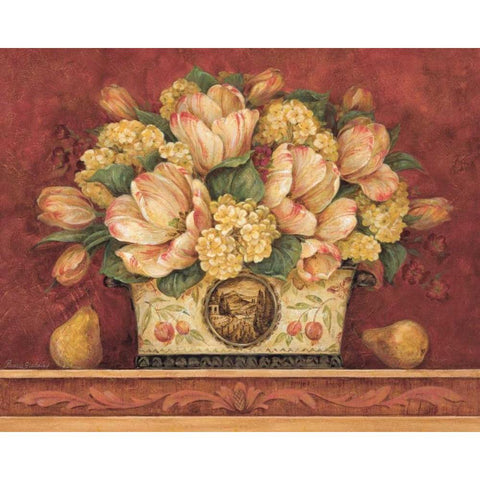 Tulip Tapestry Gold Ornate Wood Framed Art Print with Double Matting by Gladding, Pamela