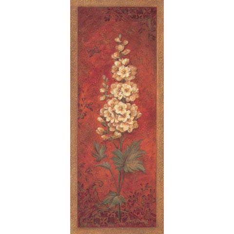 Delphinium Gold Ornate Wood Framed Art Print with Double Matting by Gladding, Pamela
