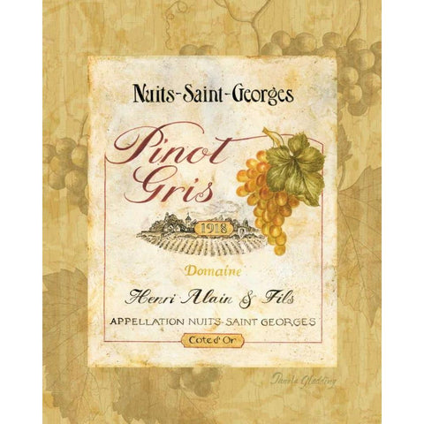 Pinot Gris White Modern Wood Framed Art Print by Gladding, Pamela