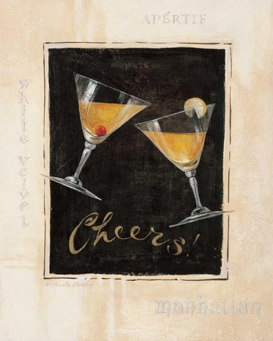 Cheers! I Black Ornate Wood Framed Art Print with Double Matting by Gladding, Pamela