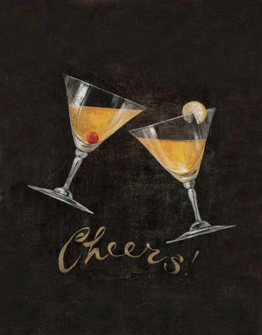 Cheers! I White Modern Wood Framed Art Print with Double Matting by Gladding, Pamela