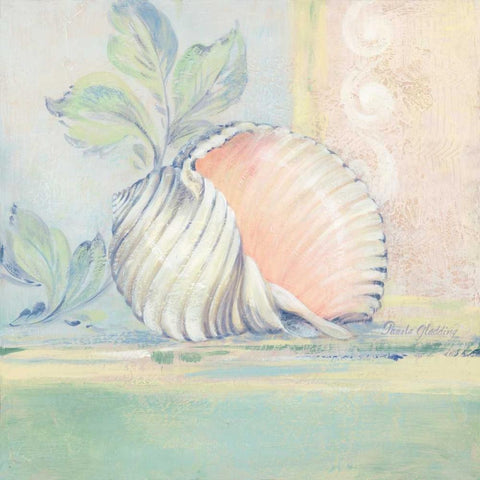 Tranquil Seashells II White Modern Wood Framed Art Print with Double Matting by Gladding, Pamela