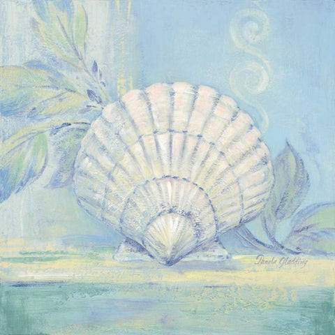 Tranquil Seashell IV White Modern Wood Framed Art Print with Double Matting by Gladding, Pamela